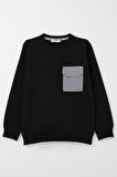 Breeze Erkek Çocuk Sweatshirt Kapaklı Cep Detaylı 6-12 Yaş, Siyah