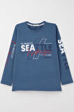 Breeze Erkek Çocuk Uzun Kollu Tişört Renkli Yazı Baskılı 6-12 Yaş, İndigo