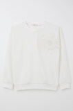 Breeze Kız Çocuk Sweatshirt Yonca Arma Aksesuarlı 9-14 Yaş, Ekru