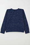 Breeze Kız Çocuk Sweatshirt Yazı Baskılı Yıldızlı 9-14 Yaş, Lacivert Melanj