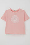 Breeze Kız Çocuk Tişört Tül Çiçek Armalı Boncuk Aksesuarlı Kemer Boy 8-14 Yaş, Pembe