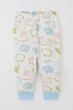 Breeze Erkek Bebek Pijama Takımı Omuzdan Patlı Safari Temalı Hayvancıklar Desenli 4 Ay-1 Yaş, Ekru