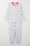 Breeze Kız Çocuk Pijama Takımı Papağan Neşesi 9-12 Yaş, Beyaz