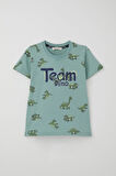 Breeze Erkek Çocuk Şortlu Takım Zıp Zıp Dinozor Takımı 2-6 Yaş, Su Yeşili