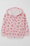 Breeze Kız Çocuk Hırka Çiçek Desenli Fermuarlı Kapüşonlu 1.5-5 Yaş, Pembe