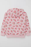 Breeze Kız Çocuk Hırka Çiçek Desenli Fermuarlı Kapüşonlu 1.5-5 Yaş, Pembe