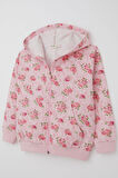 Breeze Kız Çocuk Hırka Çiçek Desenli Fermuarlı Kapüşonlu 1.5-5 Yaş, Pembe
