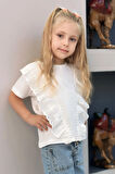 Breeze Kız Çocuk Tişört Güpürlü Çiçekleri Nakışlı 1.5-5 Yaş, Beyaz
