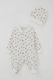 Breeze Kız Bebek Patikli Tulum Çiçek Desenli 0-6 Ay, Ekru