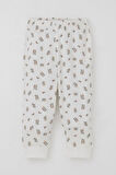 Breeze Kız Bebek Pijama Takımı Omuzdan Patlı Çiçek Desenli 4 Ay-1 Yaş, Ekru