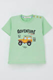 Breeze Erkek Çocuk Tişört Macera Temalı 4X4 Araba Baskılı 2-6 Yaş, Su Yeşili