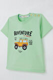 Breeze Erkek Çocuk Tişört Macera Temalı 4X4 Araba Baskılı 2-6 Yaş, Su Yeşili