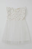 Breeze Kız Bebek Elbise Kalp Desenli Tüllü Fırfırlı 9 Ay-3 Yaş, Ekru