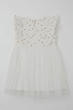 Breeze Kız Bebek Elbise Kalp Desenli Tüllü Fırfırlı 9 Ay-3 Yaş, Ekru