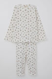 Breeze Kız Bebek Pijama Takımı Çiçek Desenli Omuzu Düğmeli 9 Ay-3 Yaş, Ekru