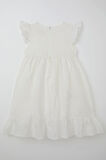 Breeze Kız Çocuk Elbise Güpürlü Çiçek Nakışlı 4-9 Yaş, Ekru