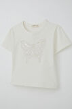 Breeze Kız Çocuk Tişört Kelebek Armalı İnci & Pul Detaylı 9-14 Yaş, Ekru