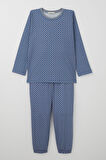 Breeze Erkek Çocuk Pijama Takımı Kare Desenli 4-8 Yaş, Mavi