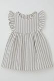 Breeze Kız Çocuk Elbise Arkası Düğme Detaylı Kol Kısmı Fırfırlı 3-8 Yaş, Ekru
