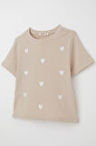 Breeze Kız Çocuk Tişört Kalp Nakış Detaylı 9-14 Yaş, Bej