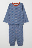 Breeze Erkek Çocuk Pijama Takımı Kare Desenli 1-3 Yaş, Mavi