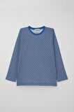 Breeze Erkek Çocuk Pijama Takımı Kare Desenli 9-12 Yaş, Mavi