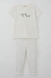 Breeze Kız Çocuk Taytlı Takım Simli Yazı Baskılı 1.5-5 Yaş, Ekru