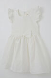 Breeze Kız Çocuk Elbise Çiçek Nakışlı Fiyonk Aksesuarlı 2-6 Yaş, Ekru