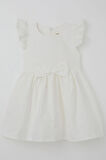 Breeze Kız Çocuk Elbise Çiçek Nakışlı Fiyonk Aksesuarlı 2-6 Yaş, Ekru