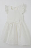 Breeze Kız Çocuk Elbise Çiçek Nakışlı Fiyonk Aksesuarlı 2-6 Yaş, Ekru