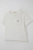 Breeze Kız Çocuk Tişört Çiçek Aksesuarlı İnci Detaylı 9-14 Yaş, Ekru