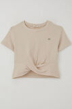 Breeze Kız Çocuk Tişört Armalı Göbek Kısmı Dekolte Detaylı 9-16 Yaş, Bej