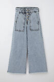 Breeze Kız Çocuk Jean Pantolon Geniş Paça Düğmeli Paçası Püskül Detaylı 5-9 Yaş, Açık Mavi