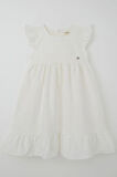 Breeze Kız Çocuk Elbise Çiçek Nakışlı Arma Detaylı 4-9 Yaş, Ekru