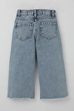 Breeze Kız Çocuk Jean Pantolon Fiyonk Nakışlı Paça Kısmı Püskül Detaylı 3-7 Yaş, Açık Mavi