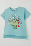 Breeze Erkek Çocuk Tişört Lig Yıldızı Dinozor Baskılı 2-6 Yaş, Açık Mavi