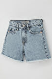 Breeze Kız Çocuk Şort Jean Cepli Paçası Püskül Detaylı 5-9 Yaş, Açık Mavi
