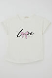Breeze Kız Çocuk Tişört Sevgi Temalı Yazı Baskılı Simli 9-14 Yaş, Ekru
