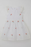 Breeze Kız Çocuk Elbise Çiçek Nakışlı Güpür Detaylı 3-7 Yaş, Ekru