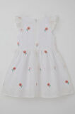 Breeze Kız Çocuk Elbise Çiçek Nakışlı Güpür Detaylı 3-7 Yaş, Ekru