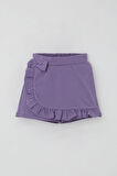 Breeze Kız Çocuk Şort Etek Fiyonk Aksesuarlı Fırfırlı 3-8 Yaş, Lila