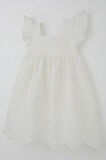 Breeze Kız Çocuk Elbise Çiçek Nakışlı Arka Kısmı Fermuarlı 3-8 Yaş, Ekru