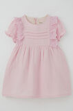 Breeze Kız Bebek Elbise Omuz Kısmı Güpür Detaylı Kolları Lastikli 9 Ay-3 Yaş, Pembe