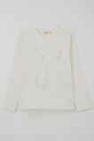Breeze Kız Çocuk Uzun Kollu Tişört Fiyonk Aksesuarlı 8-12 Yaş, Ekru