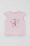 Breeze Kız Bebek Şortlu Takım Çiçek Baskılı Kelebek Nakışlı Düğme Aksesuarlı 6 Ay-2 Yaş, Pembe