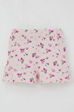 Breeze Kız Bebek Şortlu Takım Çiçek Baskılı Kelebek Nakışlı Düğme Aksesuarlı 6 Ay-2 Yaş, Pembe