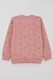 Breeze Kız Çocuk Sweatshirt Kalp Desenli Yazı Baskılı 1.5-5 Yaş, Gülkurusu