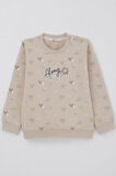 Breeze Kız Çocuk Sweatshirt Kalp Desenli Yazı Baskılı 1.5-5 Yaş, Bej