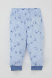 Breeze Erkek Bebek Pijama Takımı Sevimli Ayıcık Figürlü Yıldız Desenli 4 Ay-1 Yaş, Mavi