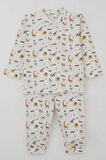 Breeze Erkek Bebek Pijama Takımı Bebek Hayvanat Bahçesi 4 Ay-1 Yaş, Ekru